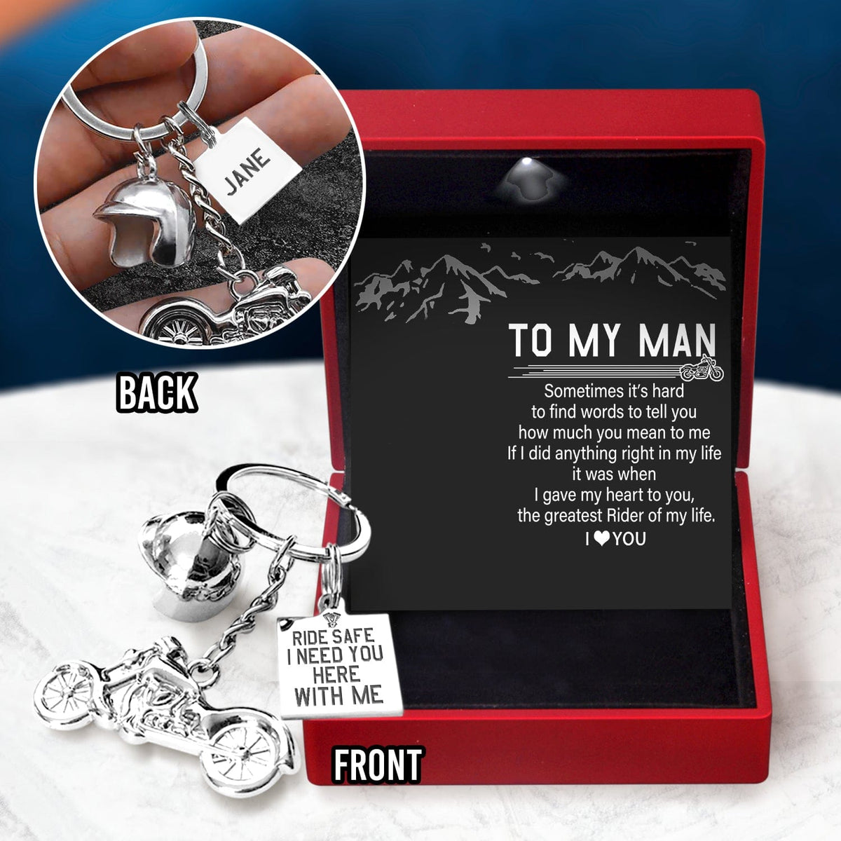 Personalized Classic Bike Keychain - To My Man - The Greatest Rider Of My Life