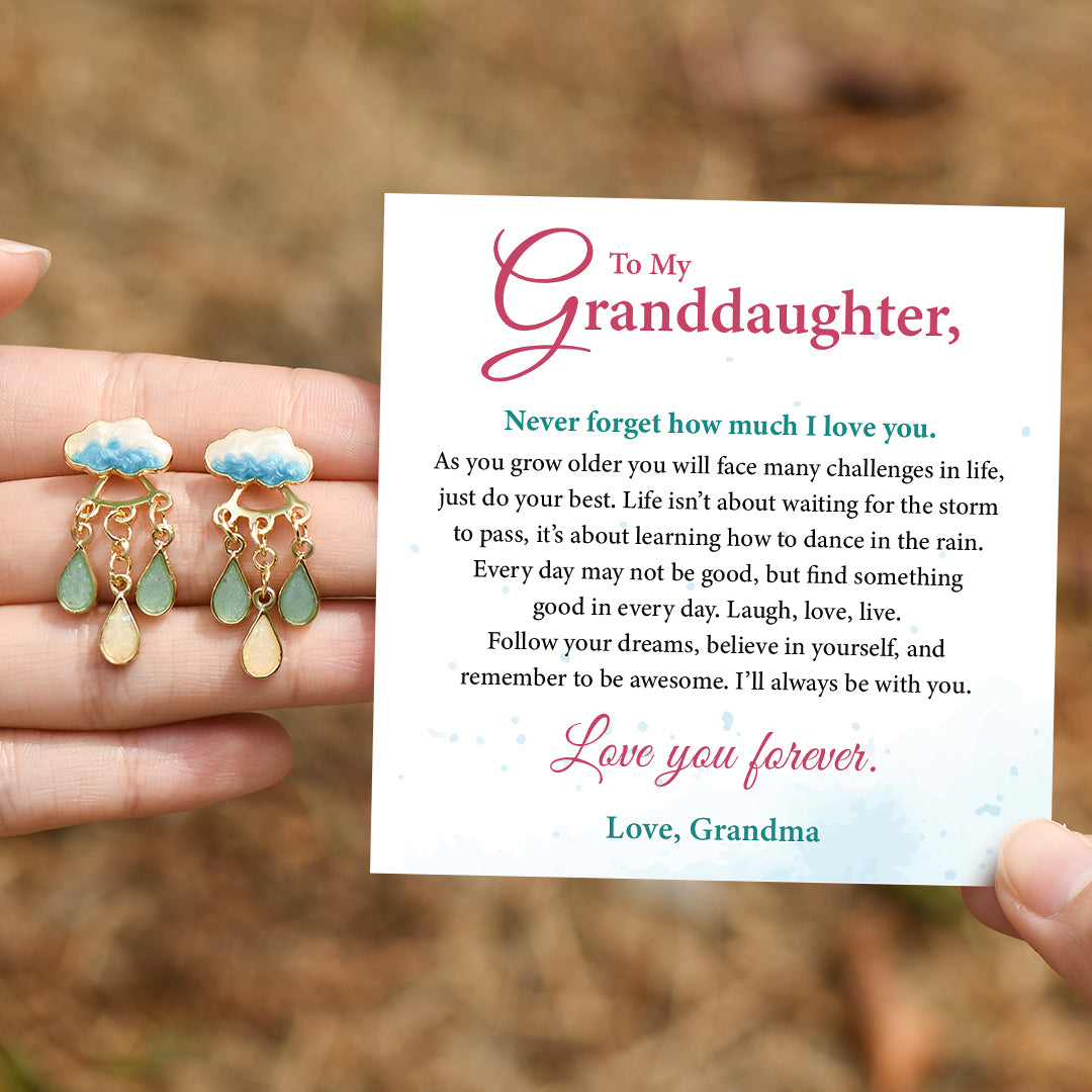 To My Granddaughter, Love You Forever Raindrop Earrings