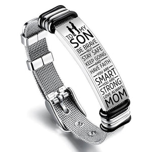 Mom To Son - Be Brave - Premium Stainless Steel Bracelet