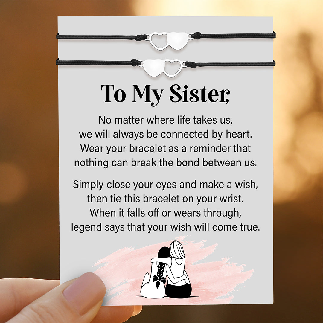 To My Sister, We’re Connected By Heart Bracelet Set