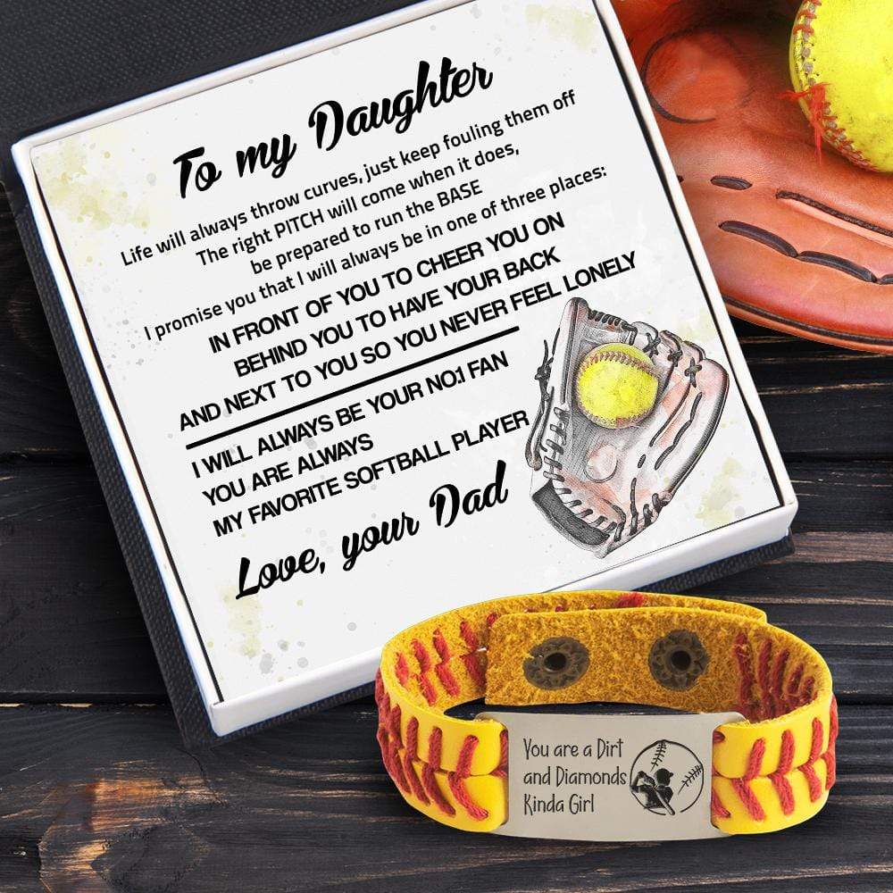 Softball Bracelet - Softball - To My Daughter - From Dad - My Favorite Softball Player