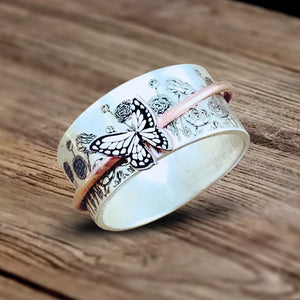 Always Believe in Yourself Butterflies Silver Spinner Ring