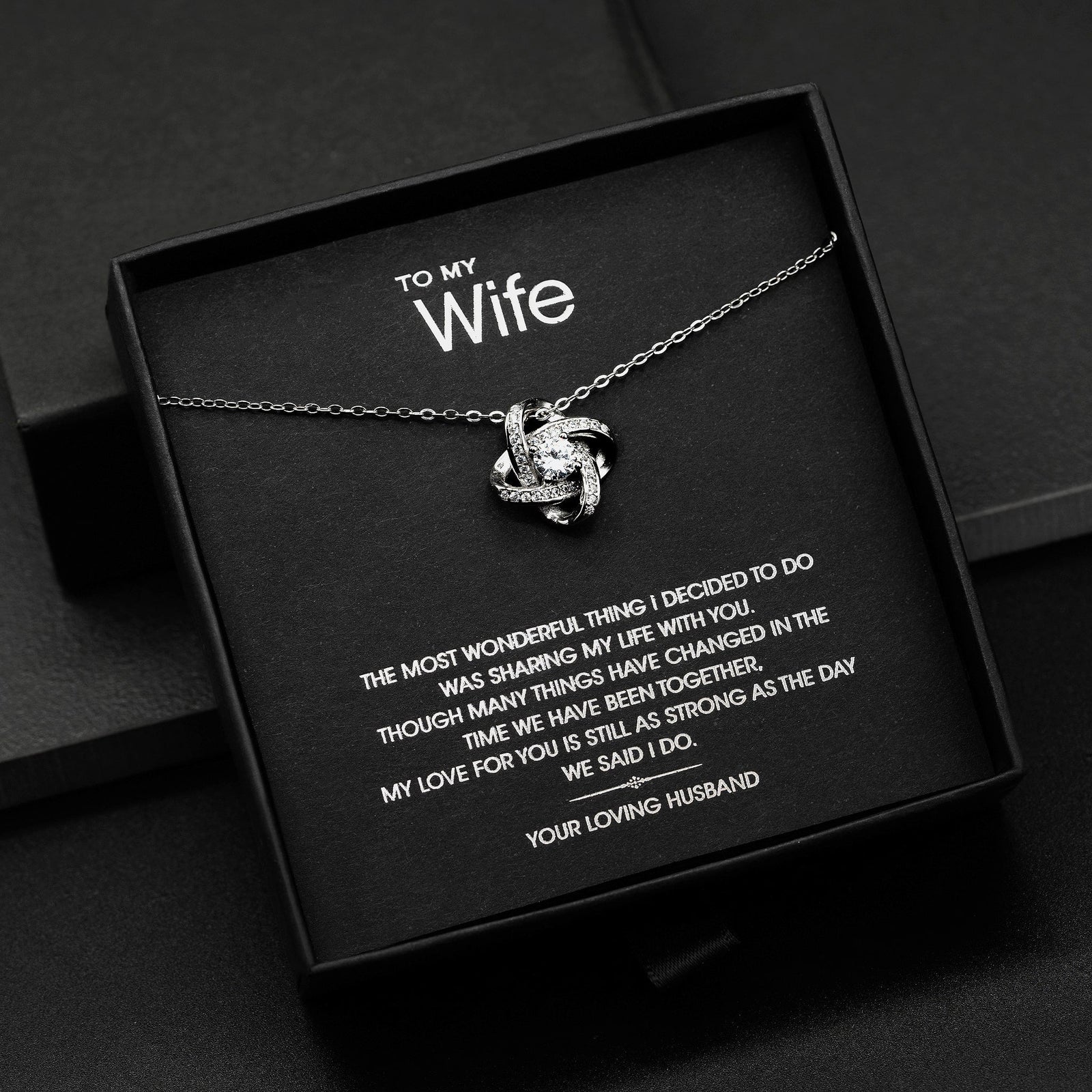 To My Wonderful Wife Silver Love knot necklace