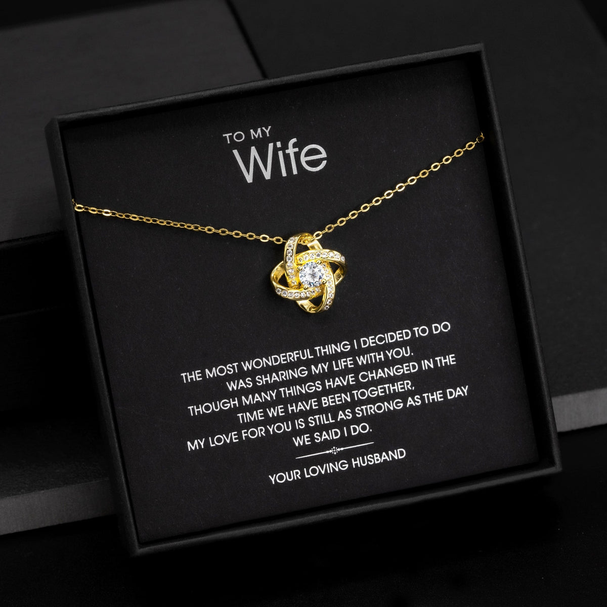 To My Wonderful Wife Silver Love knot necklace